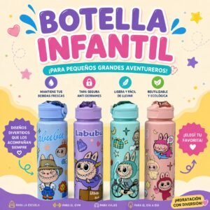BOTELLA LABUBU 750 ML  _De plástico, Ideal para el cole