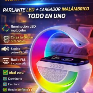 PARLANTE LED CON RADIO Y CARGA INALÁMBRICA