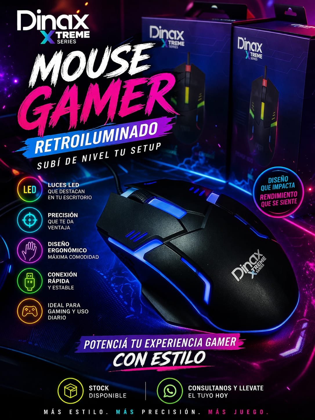MAUSE GAMING DINAX mouse gamer led