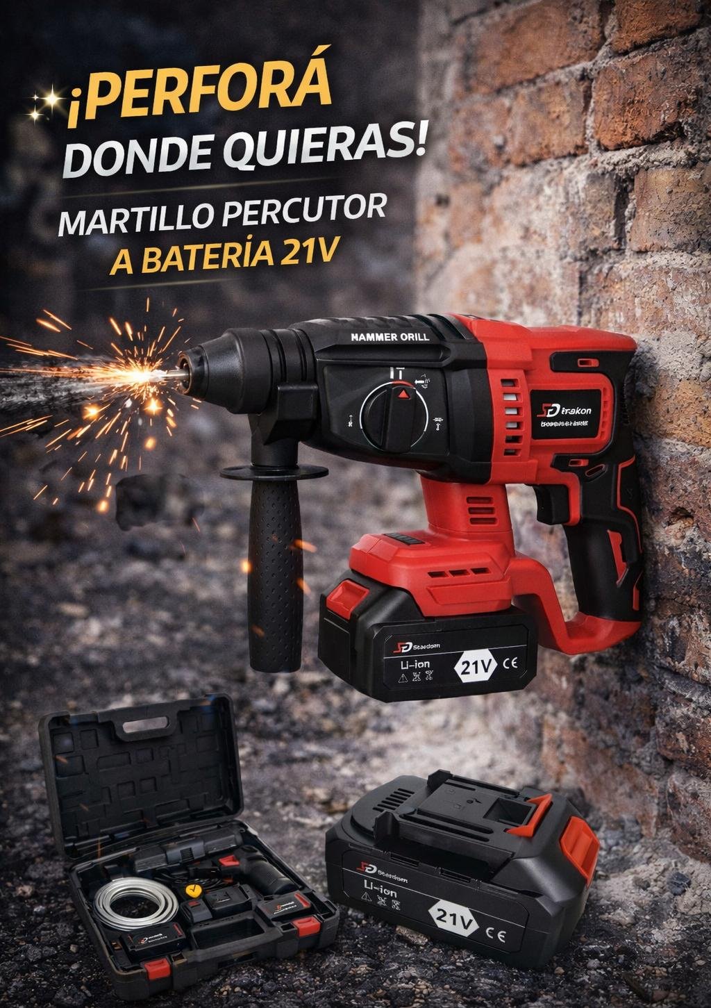 Rotomartillo inalámbrico 2 baterías