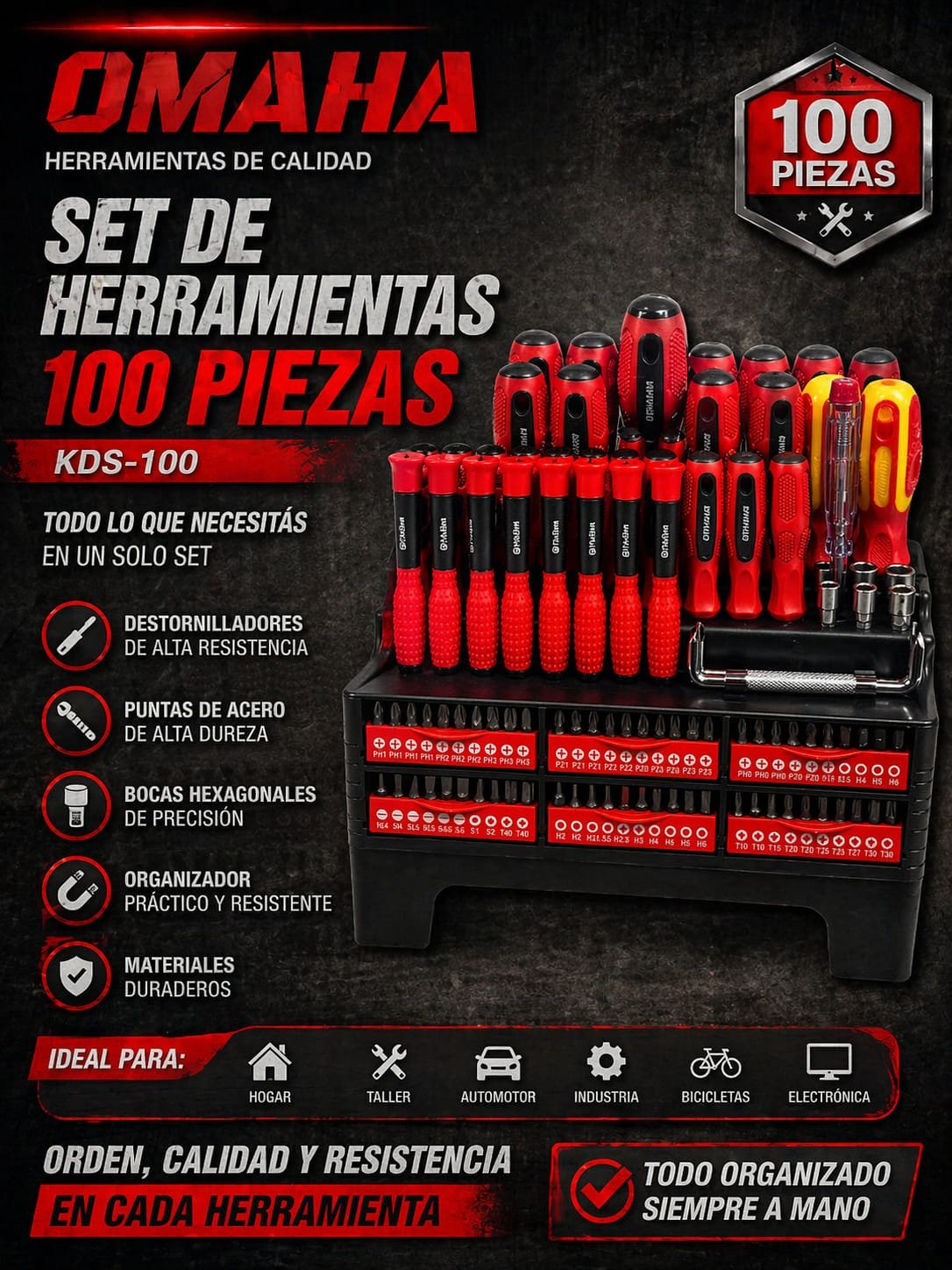 Set de herramientas omaha 100 piezas
