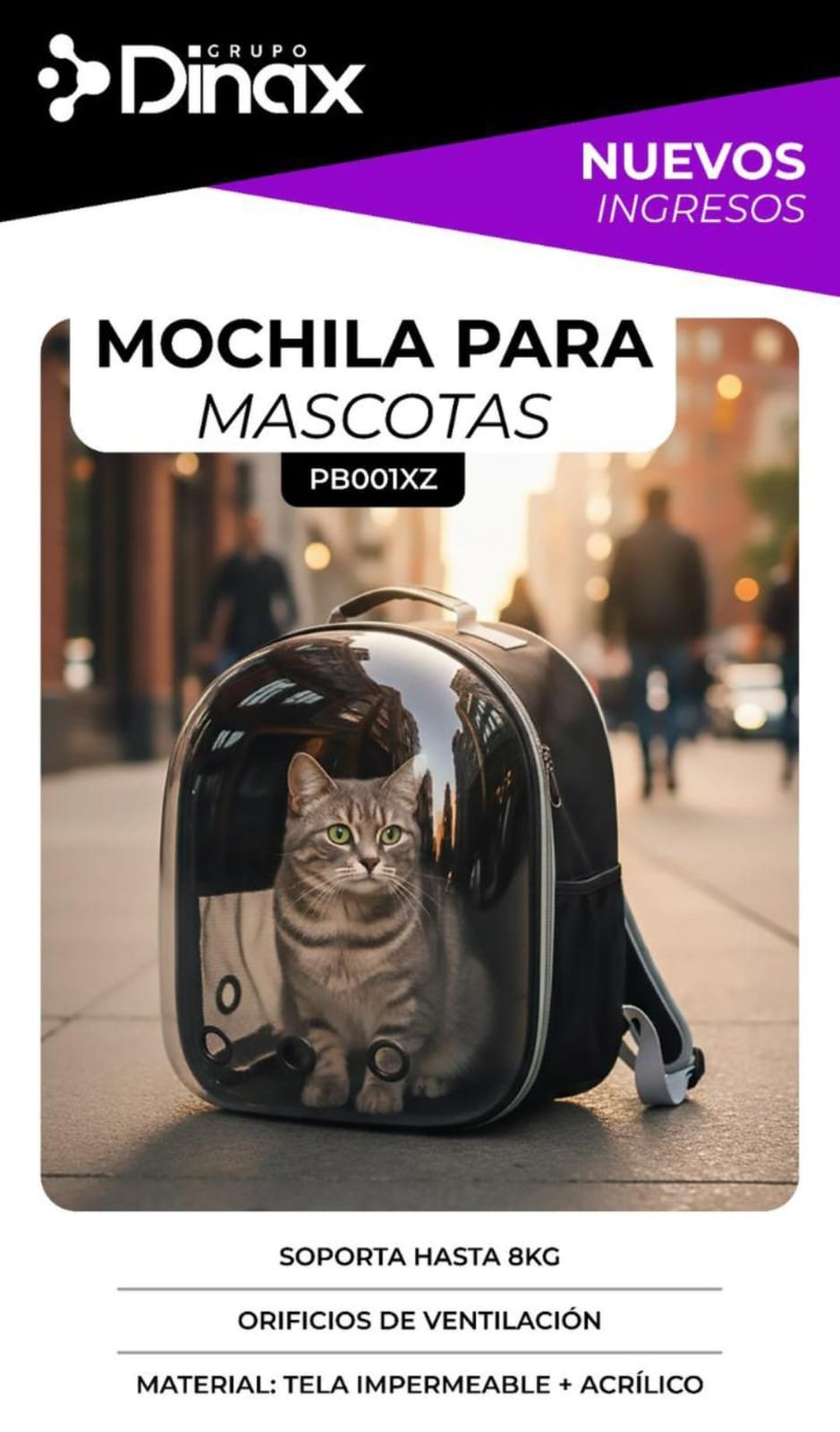 MOCHILA TRANSPORTADORA DE MASCOTAS
