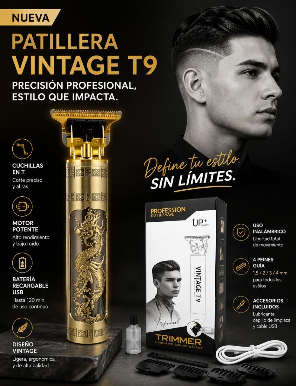 Patillera de pelo vintage T9