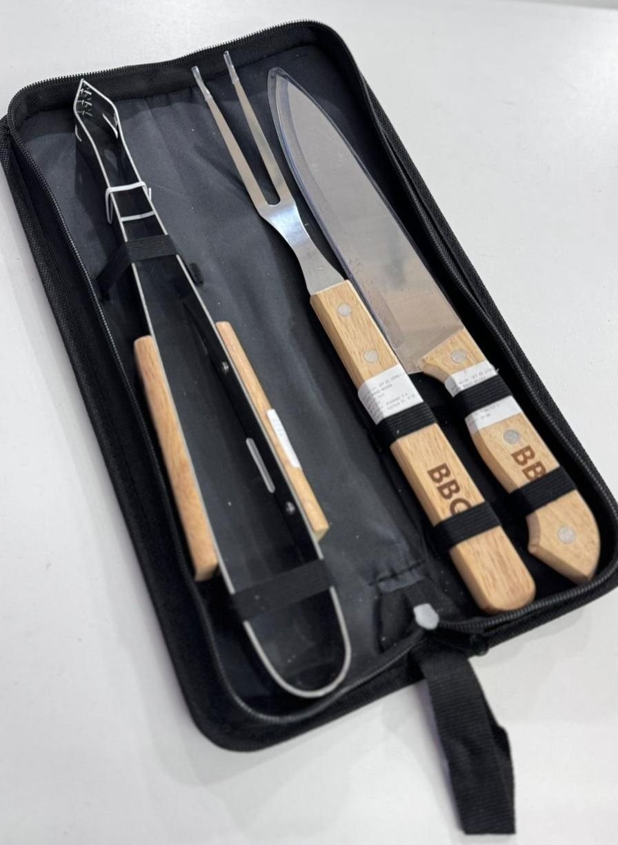 Set de parrilla - Cuchillo/Tenedor/Pinza