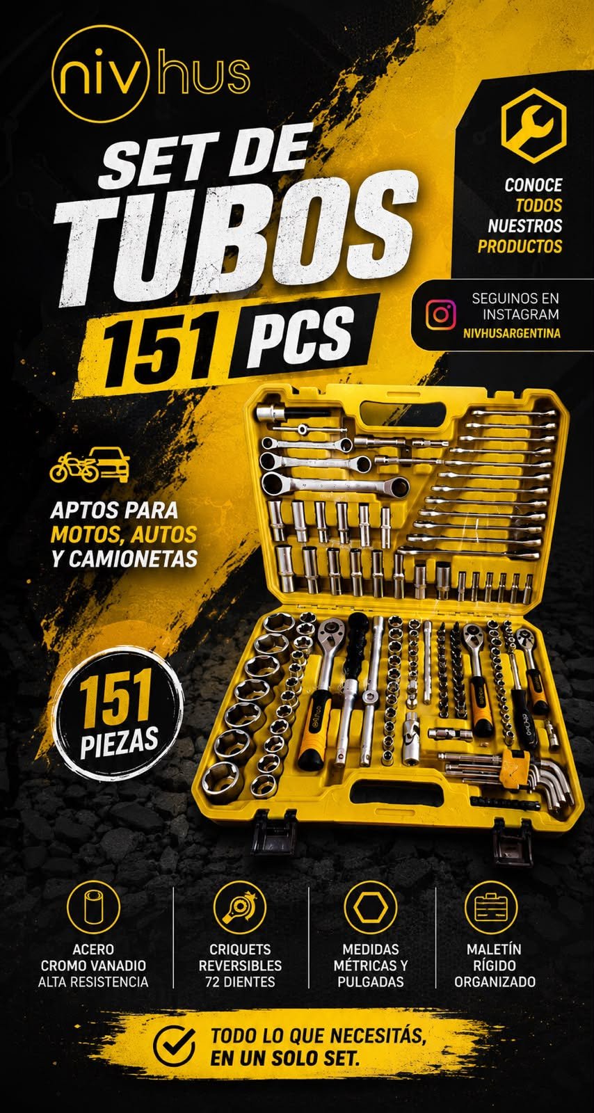 Set de tubos NIVHUS 151 PIEZAS