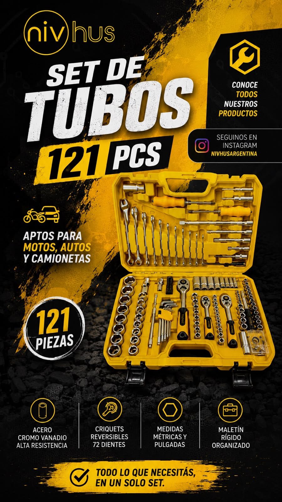 Set de tubos NIVHUS 121 PIEZAS