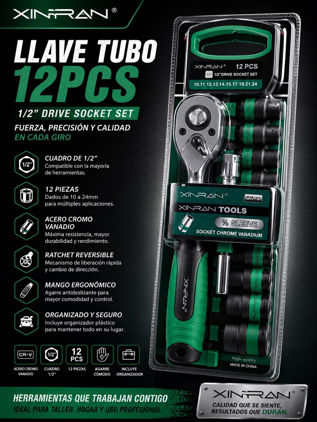 Llave tubo 12 piezas