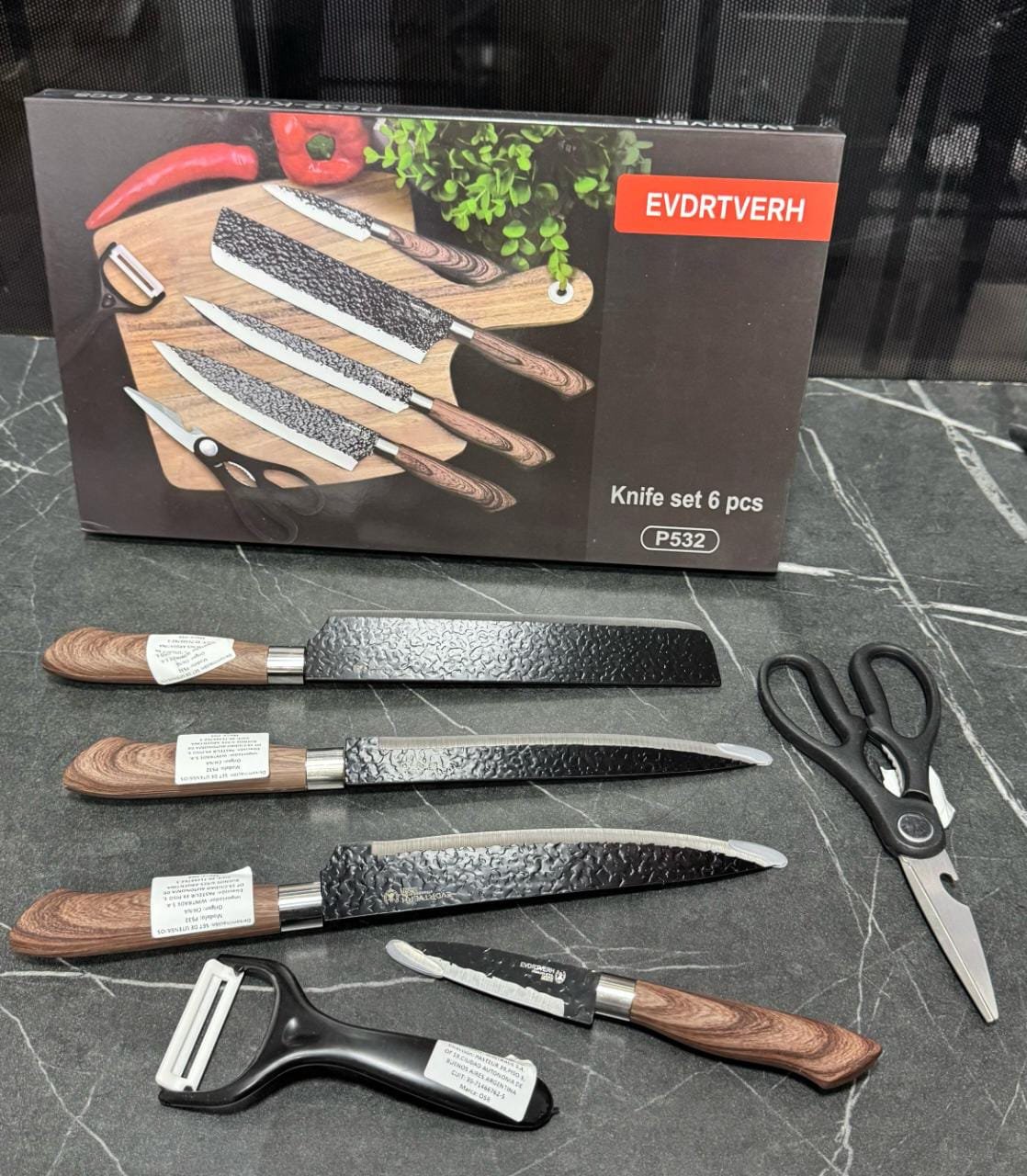 SET CUCHILLO+TIJERA 6PCS