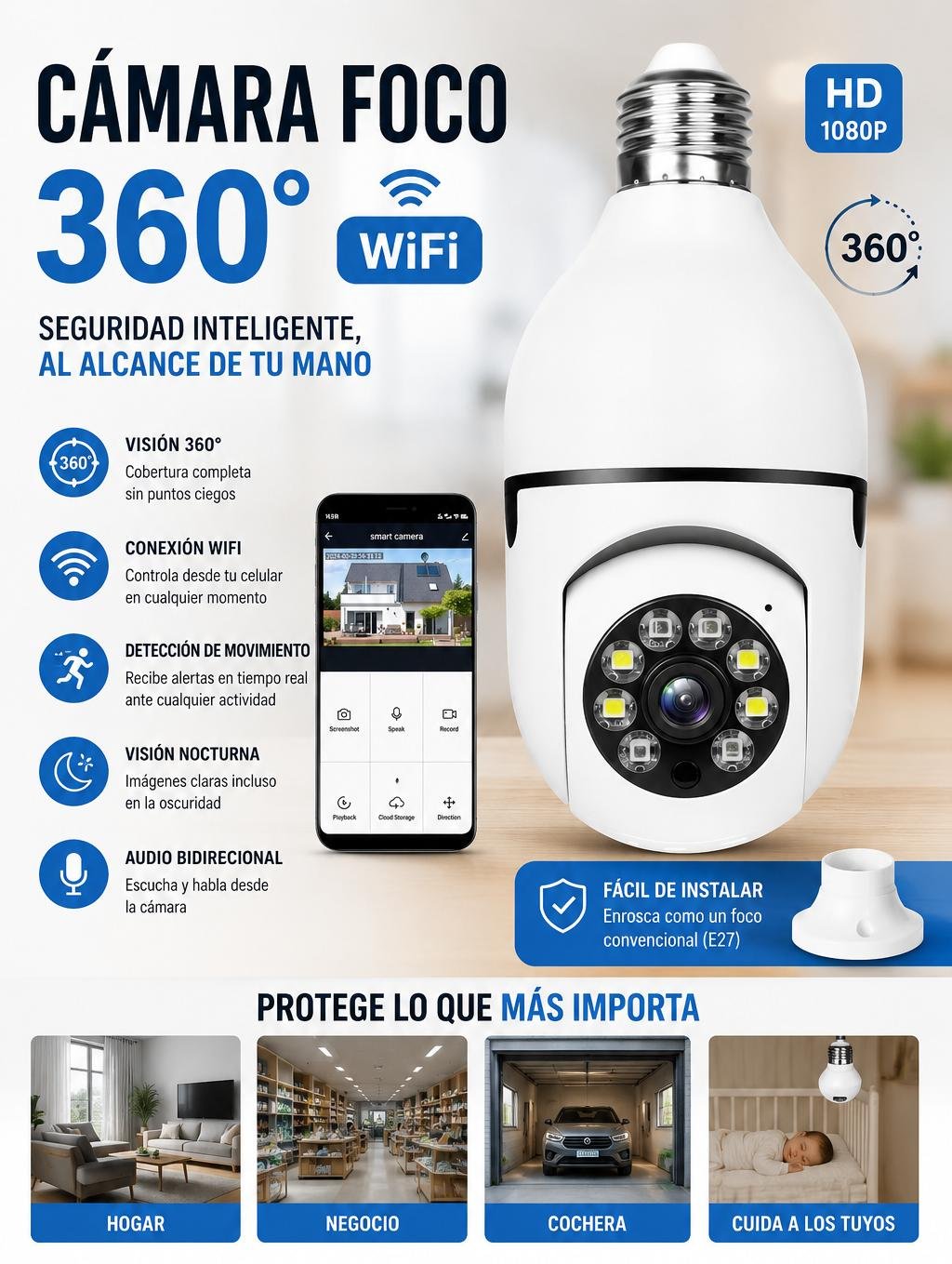 CAMARA FOCO 360° A WIFI 🛜