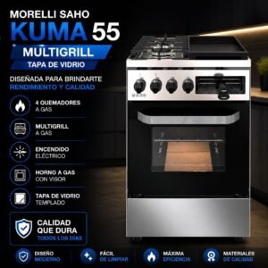Cocina morelli saho kuma 55cm multigrill tapa vidrio