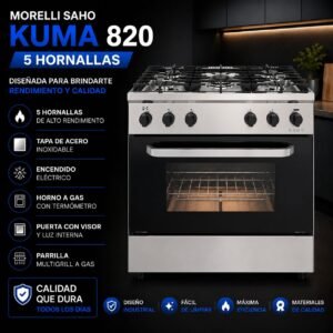 Cocina industrial morelli saho 5 hornallas kuma 820 puerta ciega