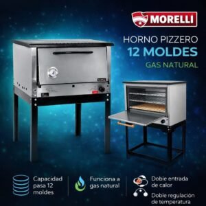 Horno pizzero morelli gas natural 12 moldes