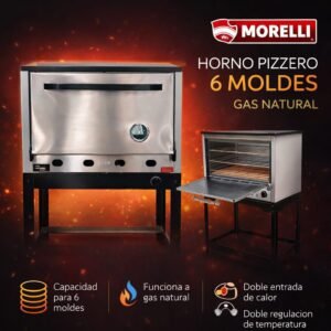 Horno pizzero morelli gas natural 6 moldes