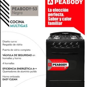 Cocina peabody negra multigas 53cm