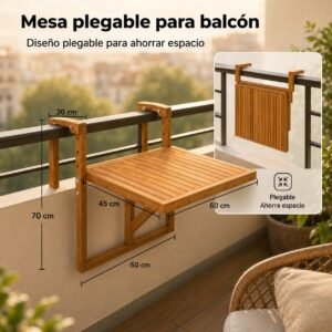 Mesa madera plegable balcón