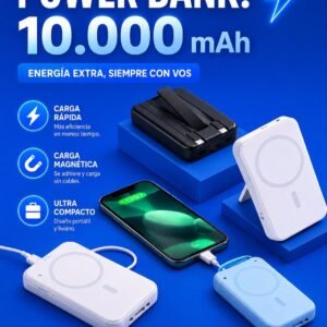 Cargador portátil power bank 10.000MAH 2 EN 1 TIPO C y USB-C