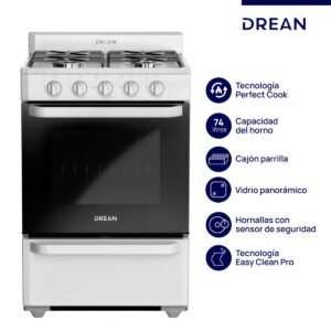 Cocina gas 56cm blanca drean