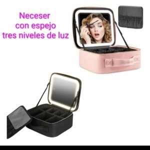 Neceser con espejo y luz con 3 niveles