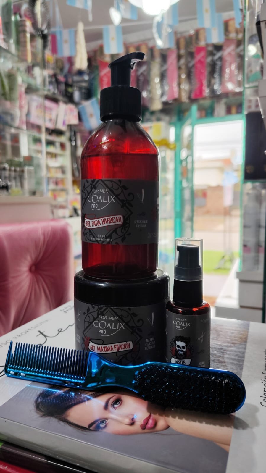 Combo COALIX Gel para el cabello ,gel para la barba ,aceite para barba peine y cepillo
