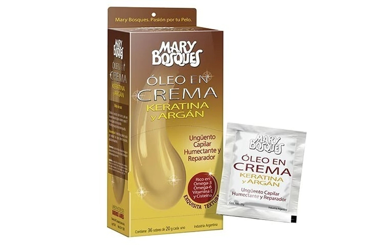 Óleo en crema keratina y argán de mary bosques sobre de 20gr