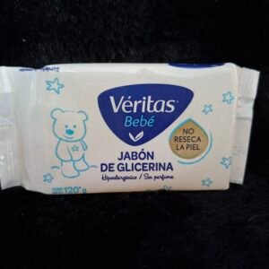 Jabón de glicerina hipolargénico sin perfume (no seca la piel) veritas bebé 120gr