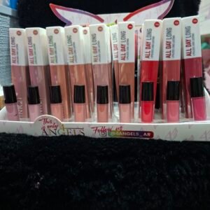 Labial líquido all day pink 21 tonos claros y rojos
