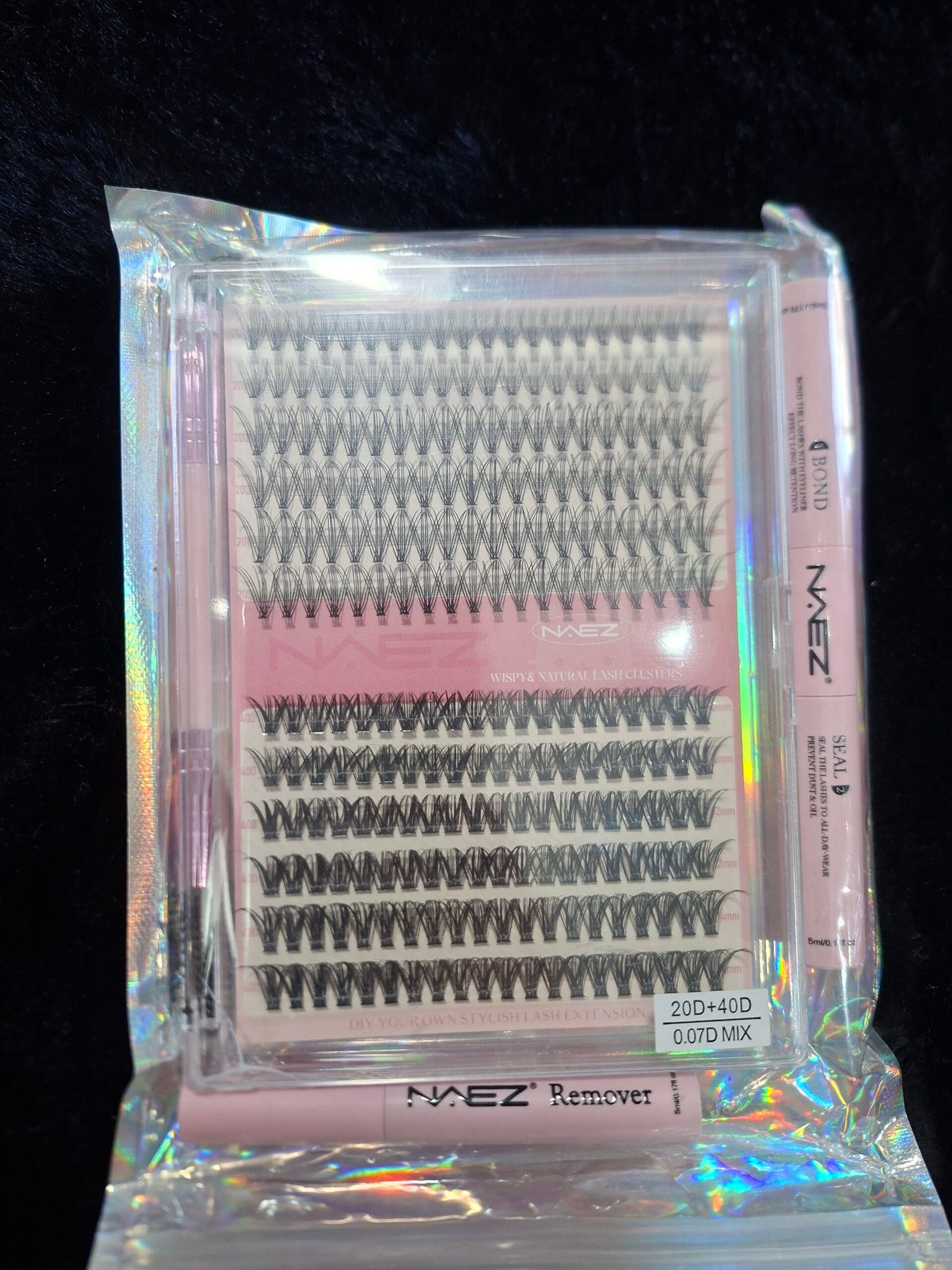 Kit de pestañas + pegamento + sellador + cepillo + removedor
