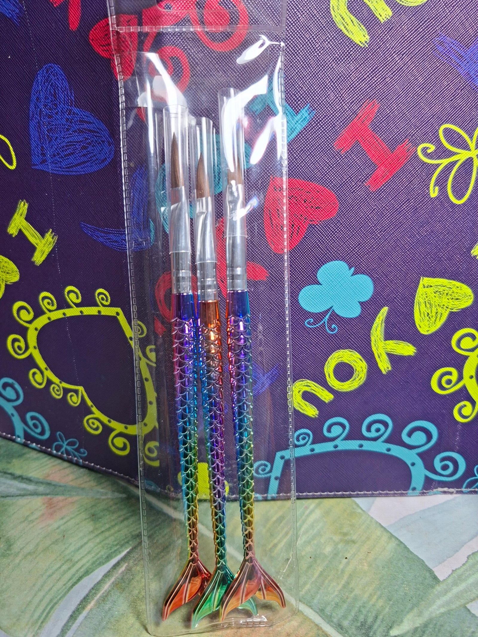 Set de 3 pinceles para acrílico sirena