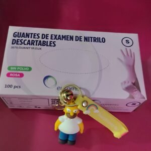 Guantes de nitrilo descartables negro , rosa y celeste talles S, M , L