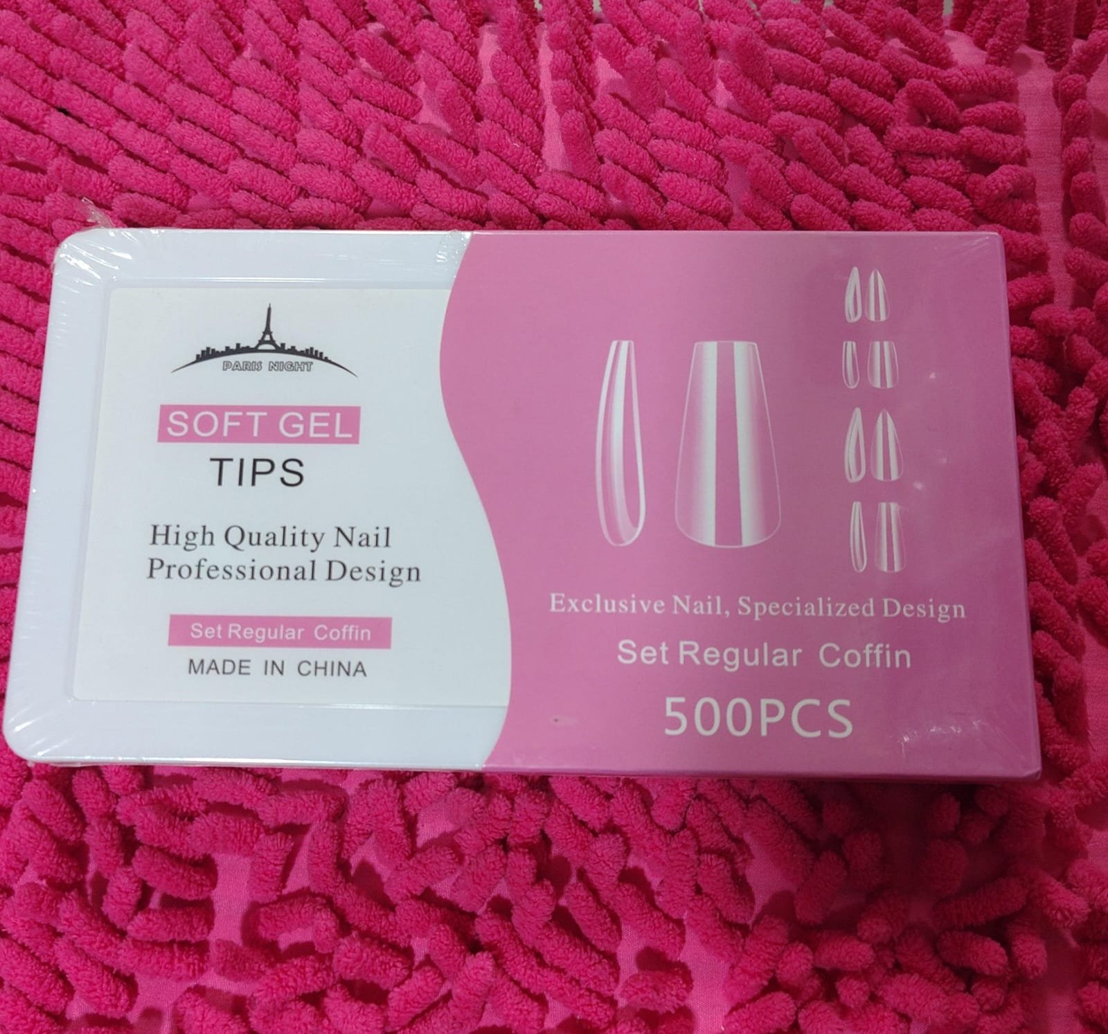 Tips soft gel Paris Night coffin, cuadrada , almendra 500 pcs
