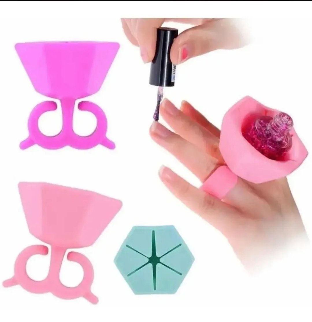 Soporte Porta Esmalte De Uñas Para Dedos Silicona Antiderrame