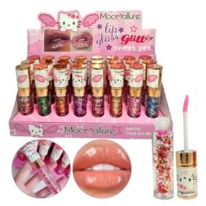 Labial Lip Gloss Hello Kitty Con Destellos Glitter Macallure