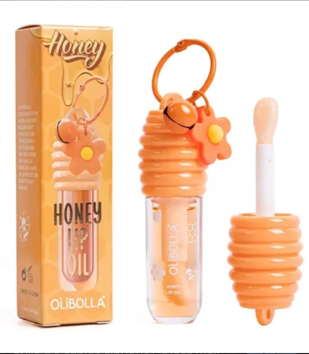 Labial honey lip gloss con llavero flor