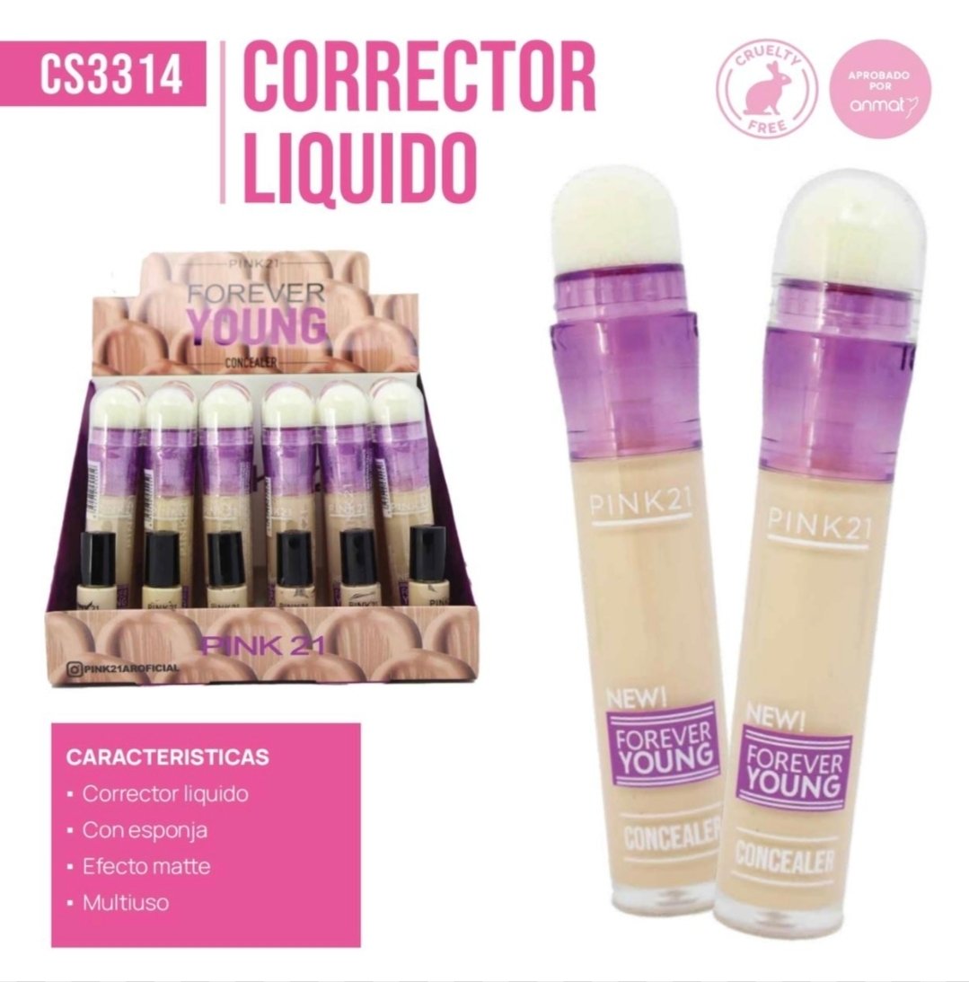 Corrector de ojeras retráctil con esponjita pink 21