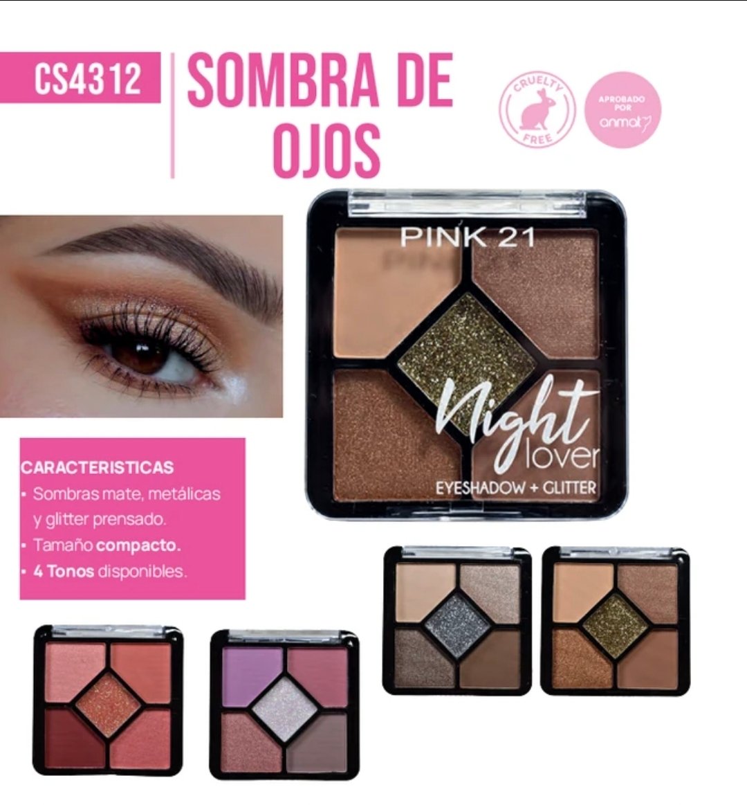 Sombra de ojos con glitter pink 21 night love