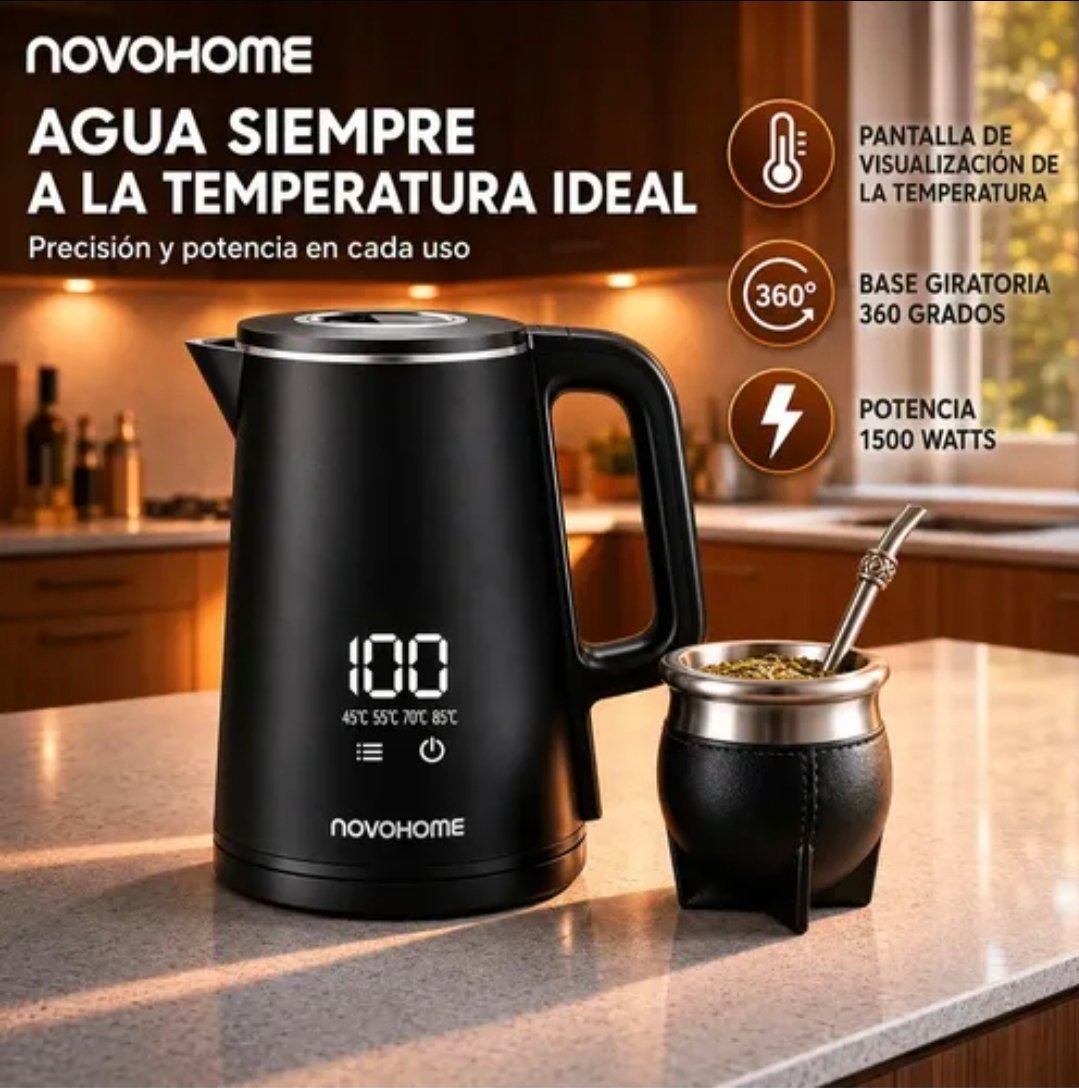 Pava eléctrica digital novohome con pantalla tactiil 2L
