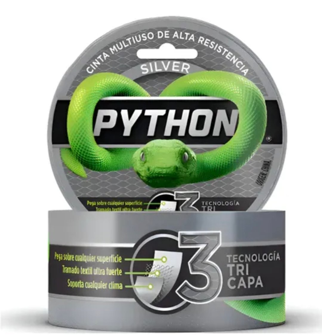 Cinta Multiuso Reforzada Alta Resistencia Python 9m Gris