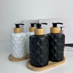 Dispenser Doble con Base de Bambú