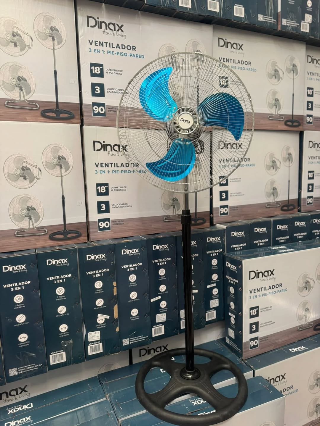 VENTILADOR 3 EN 1 DINAX TOTAL METAL PIE-MESA-PARED ASPAS METALICAS/MOTOR 100% DE COBRE