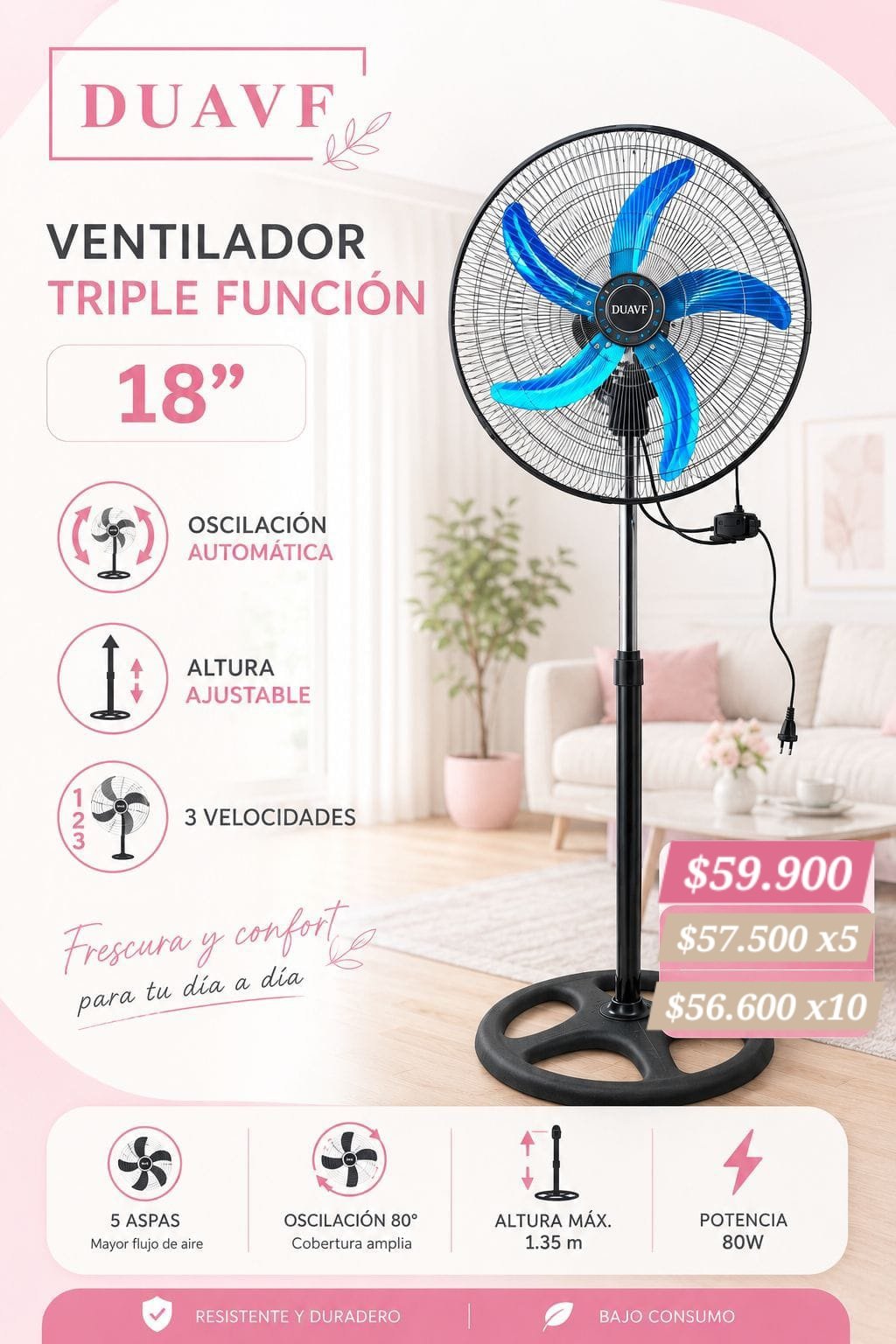 VENTILADOR DUAVF 18"